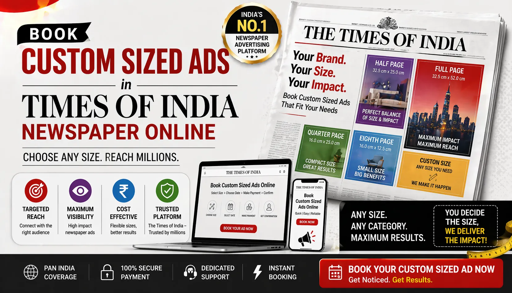 Times of India Custom Sized Ads Booking | Riyo Advertising