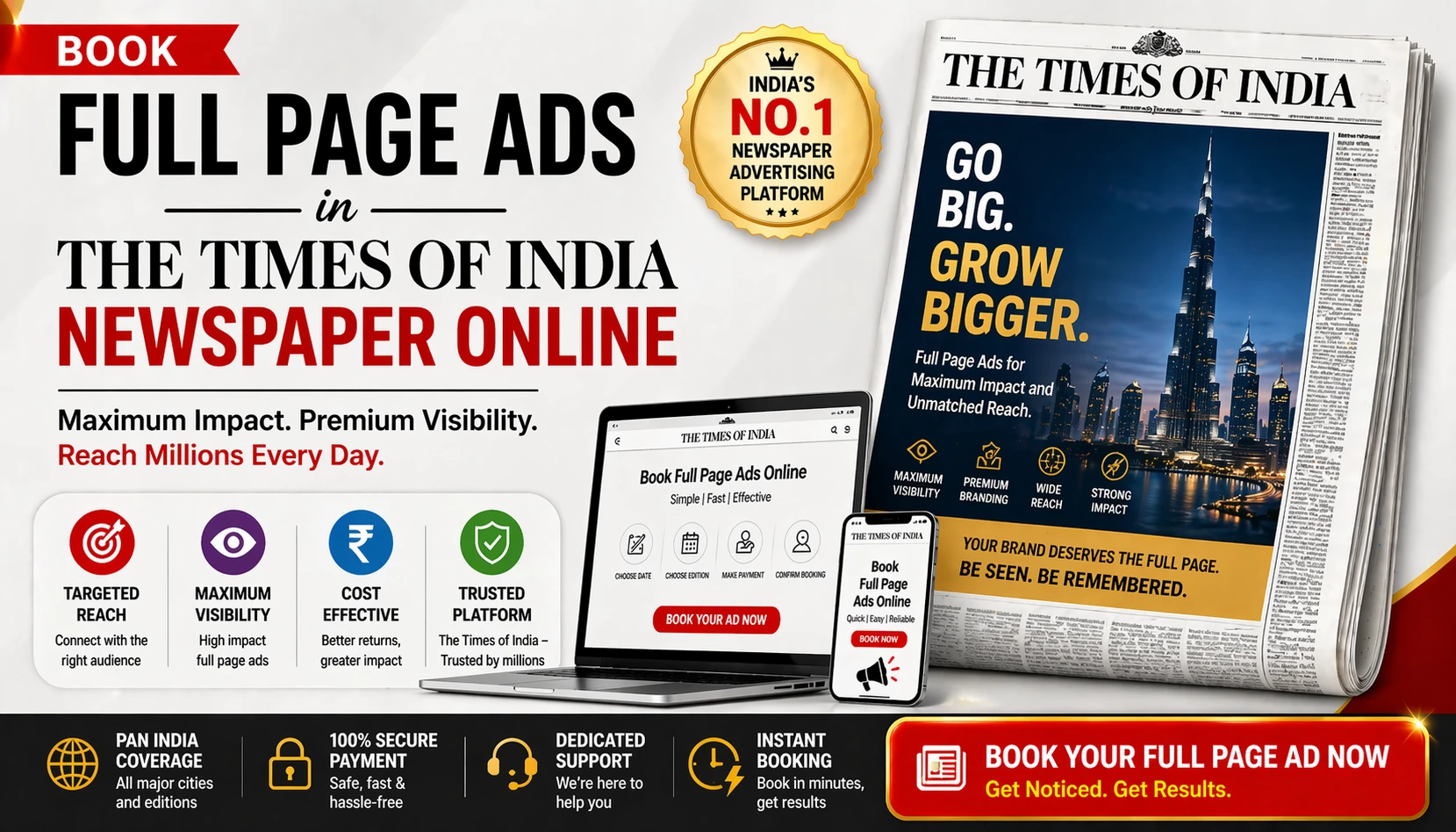 Book Times of India Full Page Ads | Best Rates - Riyo Advertising