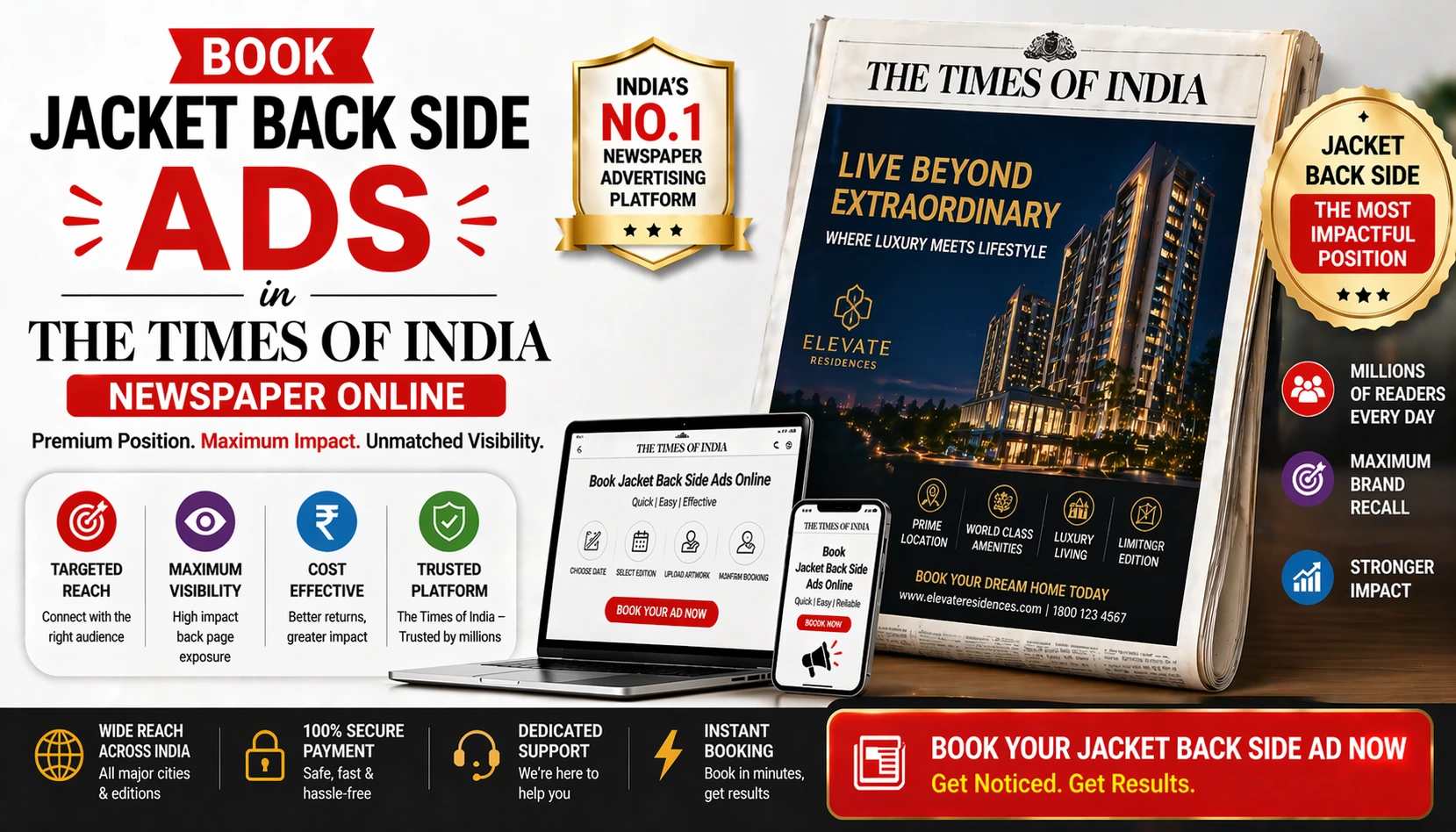 Book Times of India Jacket Back Side Ads | Best Rates - Riyo Advertising
