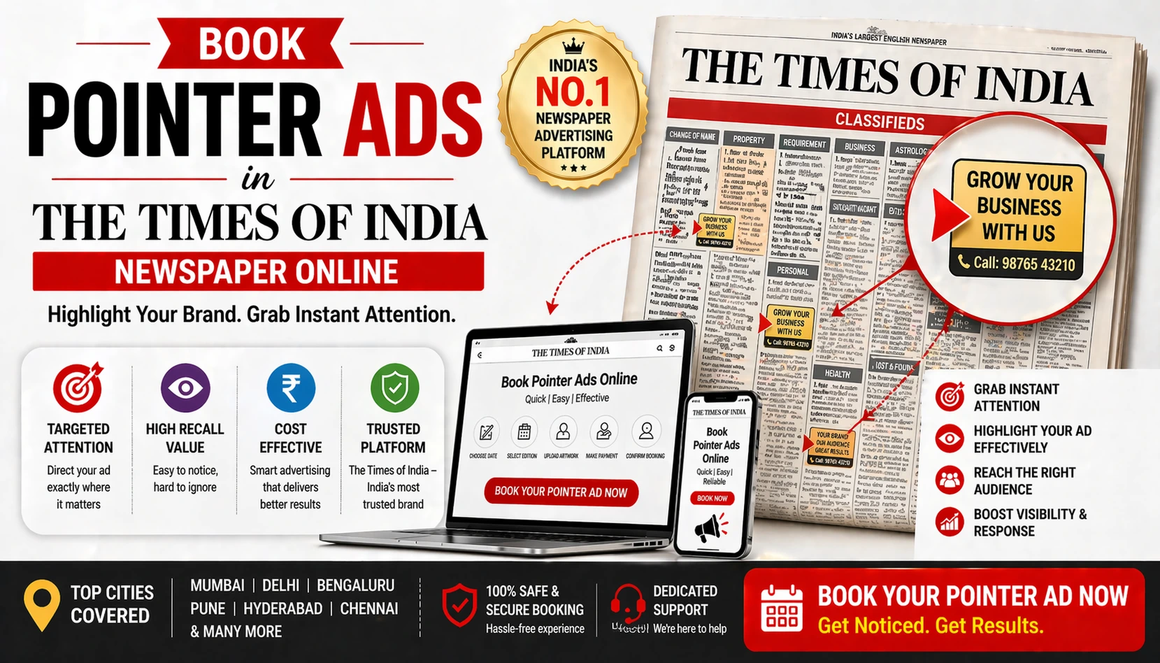 Times of India Pointer Ads Booking Online | Riyo Advertising