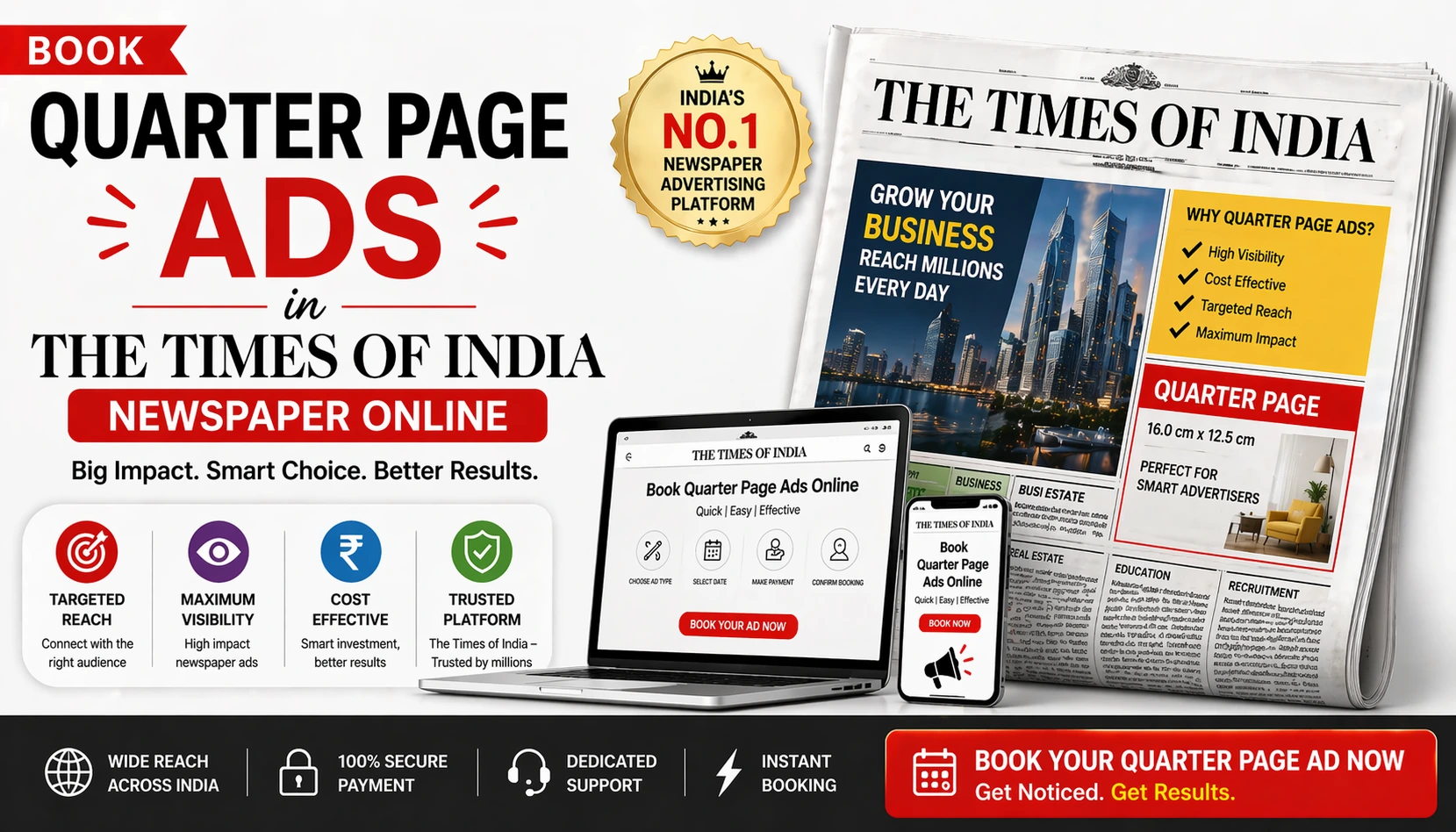 Times of India Quarter Page Ad Rates | Book Online - Riyo Advertising